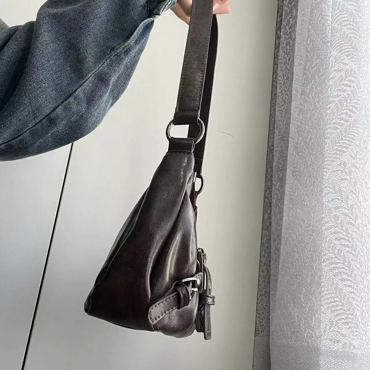 2025 Spring Hot Selling Maillard Style Retro Style Small Bag Spicy Girl Y2K Wasteland Style Vintage Leather Shoulder Armpit Bag