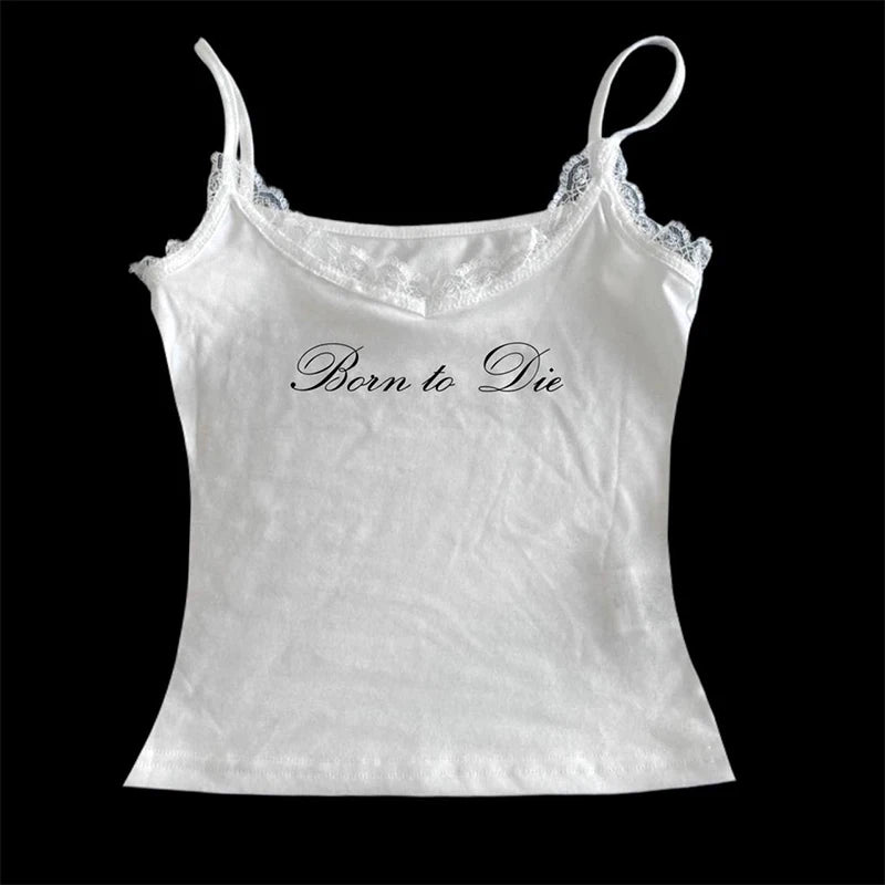 Gothic Grunge Punk Hip Hop Rock Streetwear Casual Sexy Crop Top Y2K Retro Harajuku Emo Girl Aesthetic Fashion Lace Camisole Tops