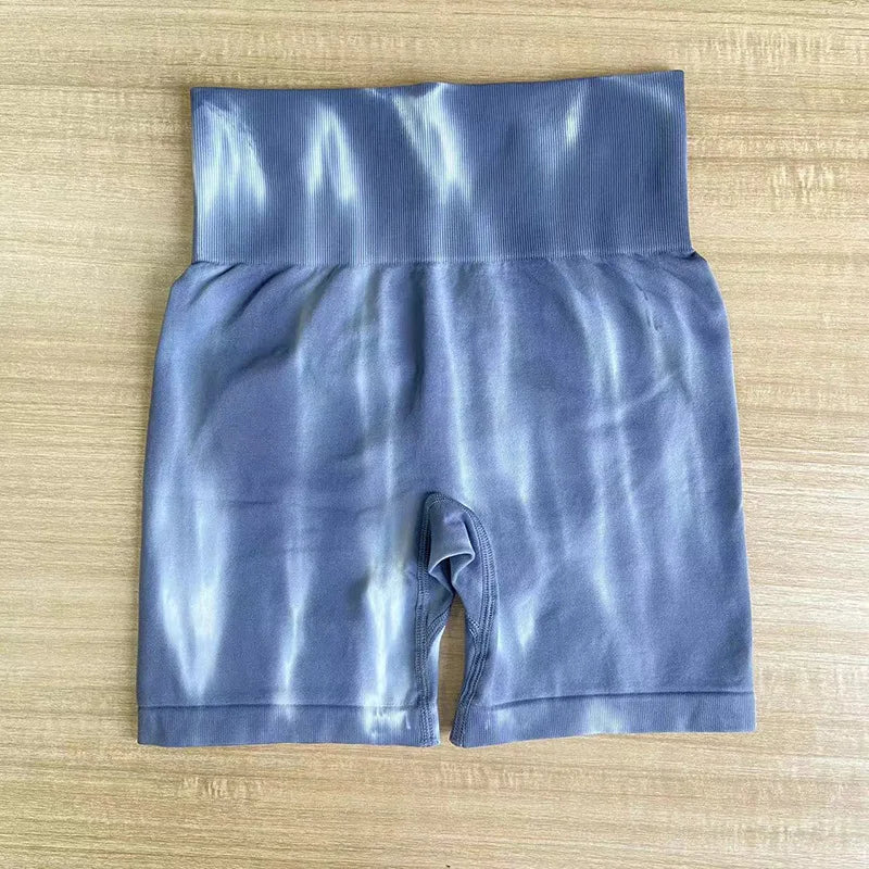 Tie Dye Aurora Shorts Female Seamless Slim Leggings Gym Running Cycling Stretchy Leggings High Waist Hip Liftting Yoga Shorts