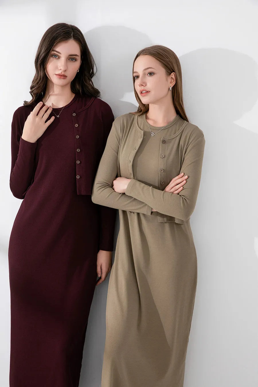 AS 2024 summer woman clothes cardigan Ankle Length maxi dress nature fiber ribbing fabric clothing ( Ship in 1 day)