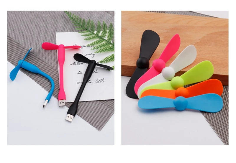 Mini USB Fan Flexible Bendable Fan For Power Bank Laptop PC AC Charger Portable Hand Cooling Fan For Computer Summer Gadget