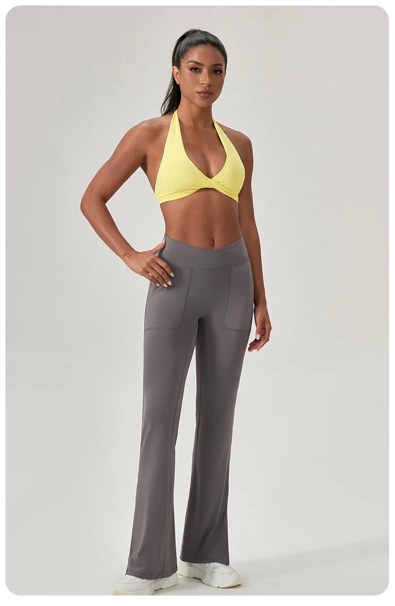Sports Yoga Bra for Women Halter Neck with Stylish Back Design Sexy Gym Bra for Running Fitness Sports Bras