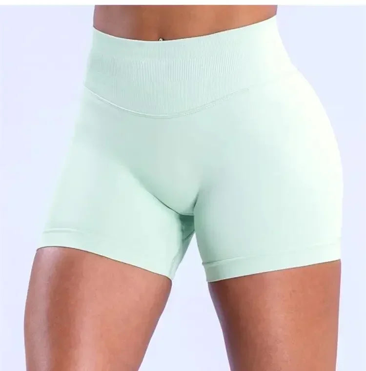 Summer High Waisted Yoga Shorts Women Fashionable and Sexy Running Fitness Pants Solid Color High Elastic Yoga Leggings