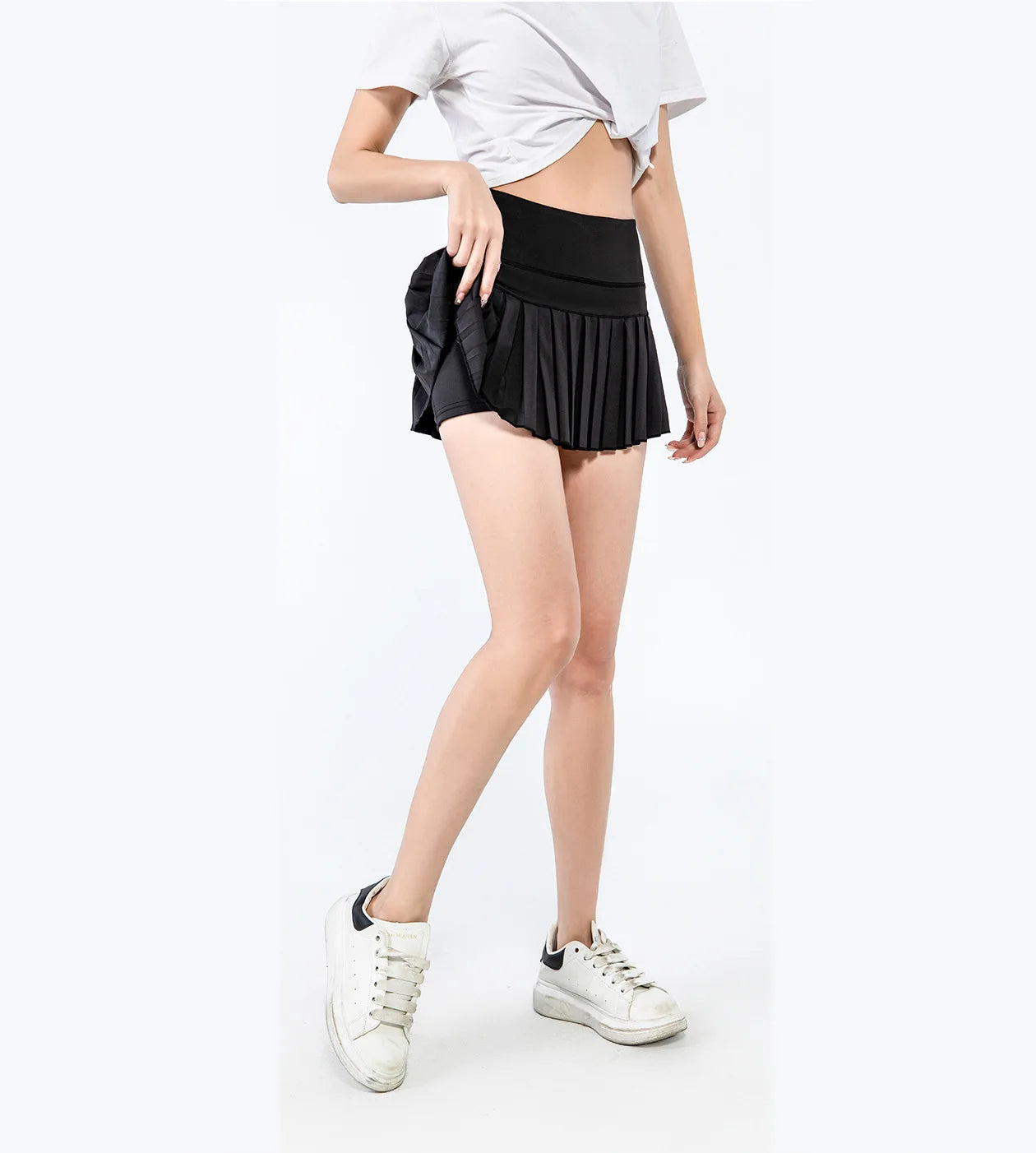 fashionable summer sports shorts women's pleated skirt anti glare short skirt running outdoor fitness breathable tennis skirt