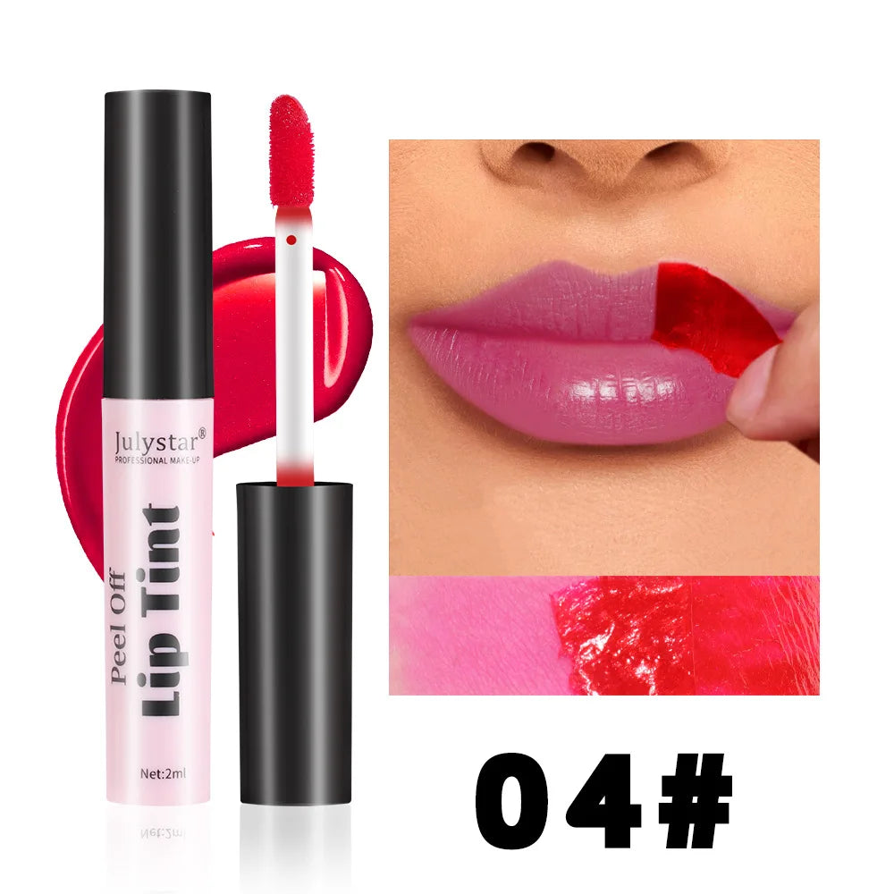Julystar Peel Off Liquid Lipstick 6 Color Waterproof Lasting Matte Pink Lip Gloss Moisturizer Tear-off Lip Stain Cosmetic Makeup