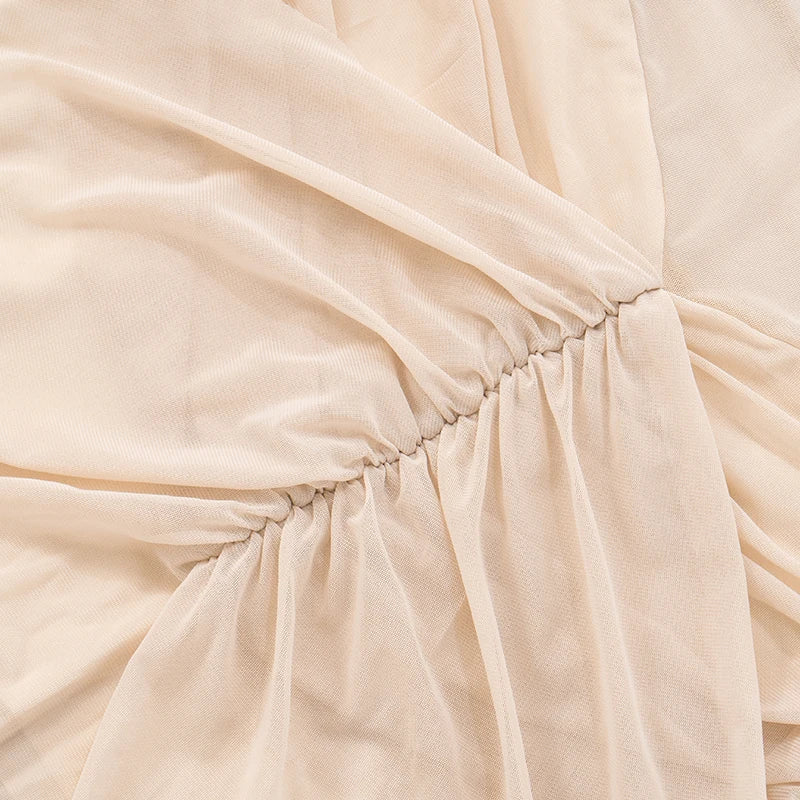Sexy Off Shoulder Mesh See Through Maxi Dress Women Backless Ruched Elegant Gown 2025 Summer Night Prom Birthday Outfits