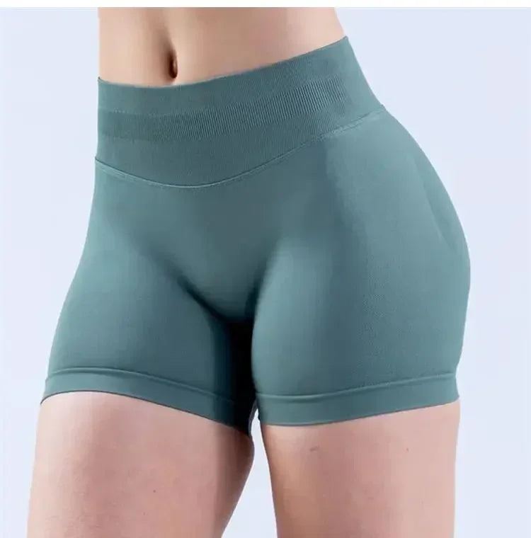 Summer High Waisted Yoga Shorts Women Fashionable and Sexy Running Fitness Pants Solid Color High Elastic Yoga Leggings