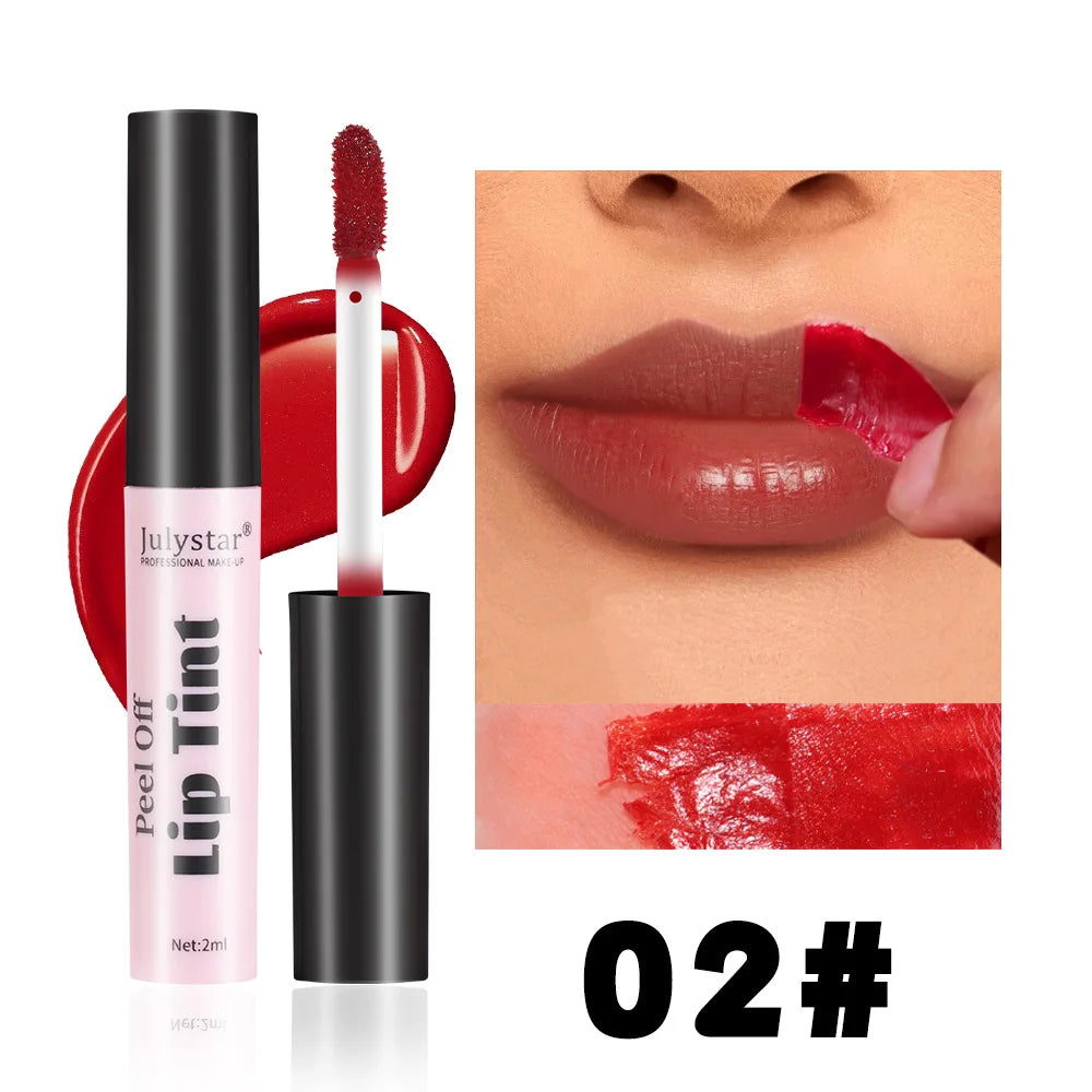 Julystar Peel Off Liquid Lipstick 6 Color Waterproof Lasting Matte Pink Lip Gloss Moisturizer Tear-off Lip Stain Cosmetic Makeup