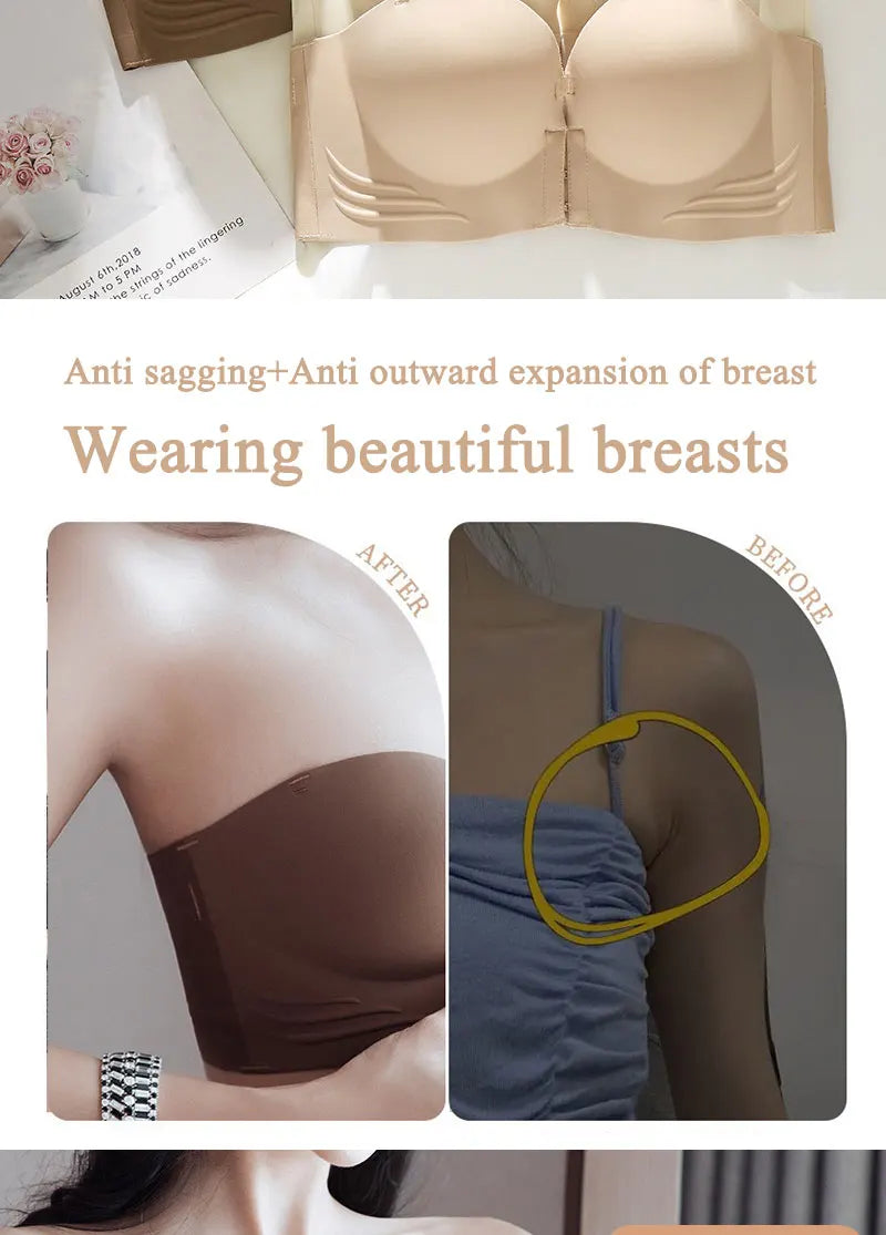 FINETOO Front Closure Sexy Push Up Bra Women Invisible Bras Underwear Lingerie For Female Brassiere Strapless Seamless Bralette