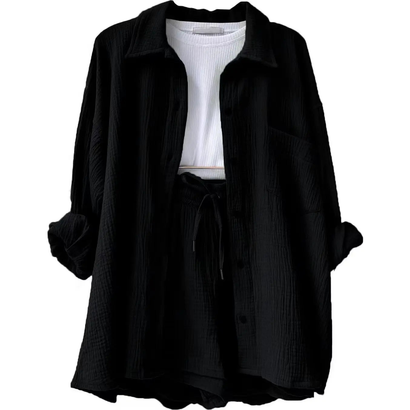 Solid Color Casual Loose Short Pants Sets For Women 2025 Elegant Summer Women's Two Pieces Suit Full Set Female Outfit Clothes