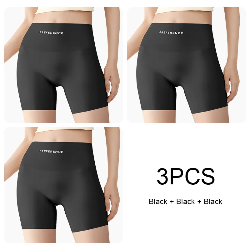 3PCS/set Protective Shorts Plus Size Shorts Seamless Underwear for Women Safety Short Pants Ice Silk Panties Summer Intimates