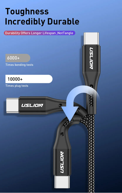 USLION 5A USB Type C Data Cable For Samsung S10 S20 Xiaomi Mi 11 Type C Cable USB C Charger Fast Charging Mobile Phone Chargers