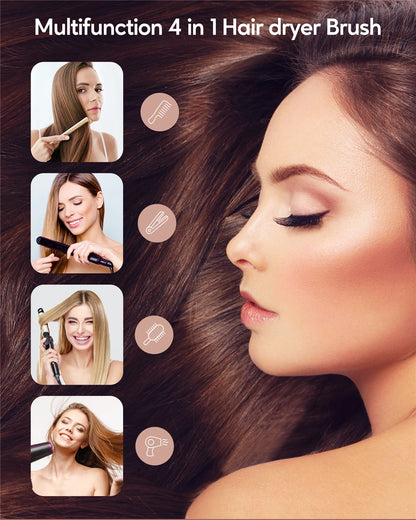 KIPOZI Hot Air Brush 4 in 1 Hot Air Comb Reduces Frizz Static Electricity Hair Dryer Blow Dryer Brush Create Voluminous Curls