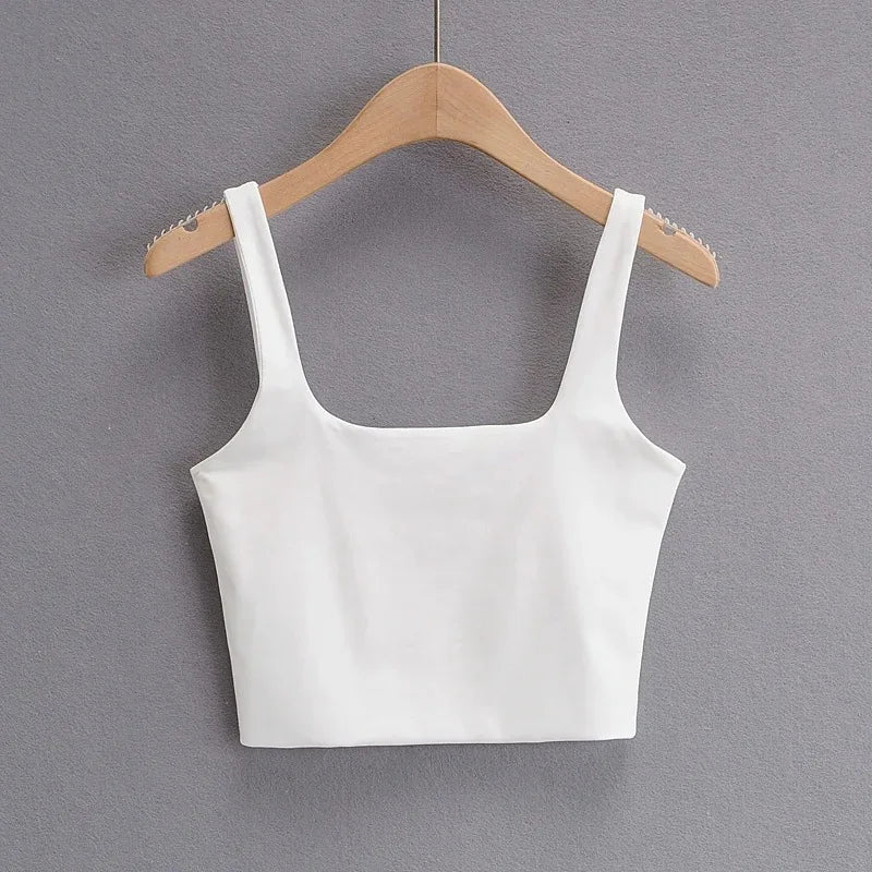 2022 Summer Women Sexy Sleeveless Tops Fashion Short Square Collar Tank Tops 6 Colors