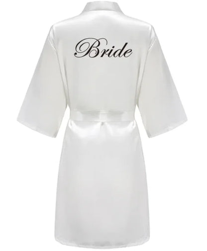 Wedding Party Team Bride Robe With Black Letters Kimono Satin Pajamas Bridesmaid Bathrobe SP2000