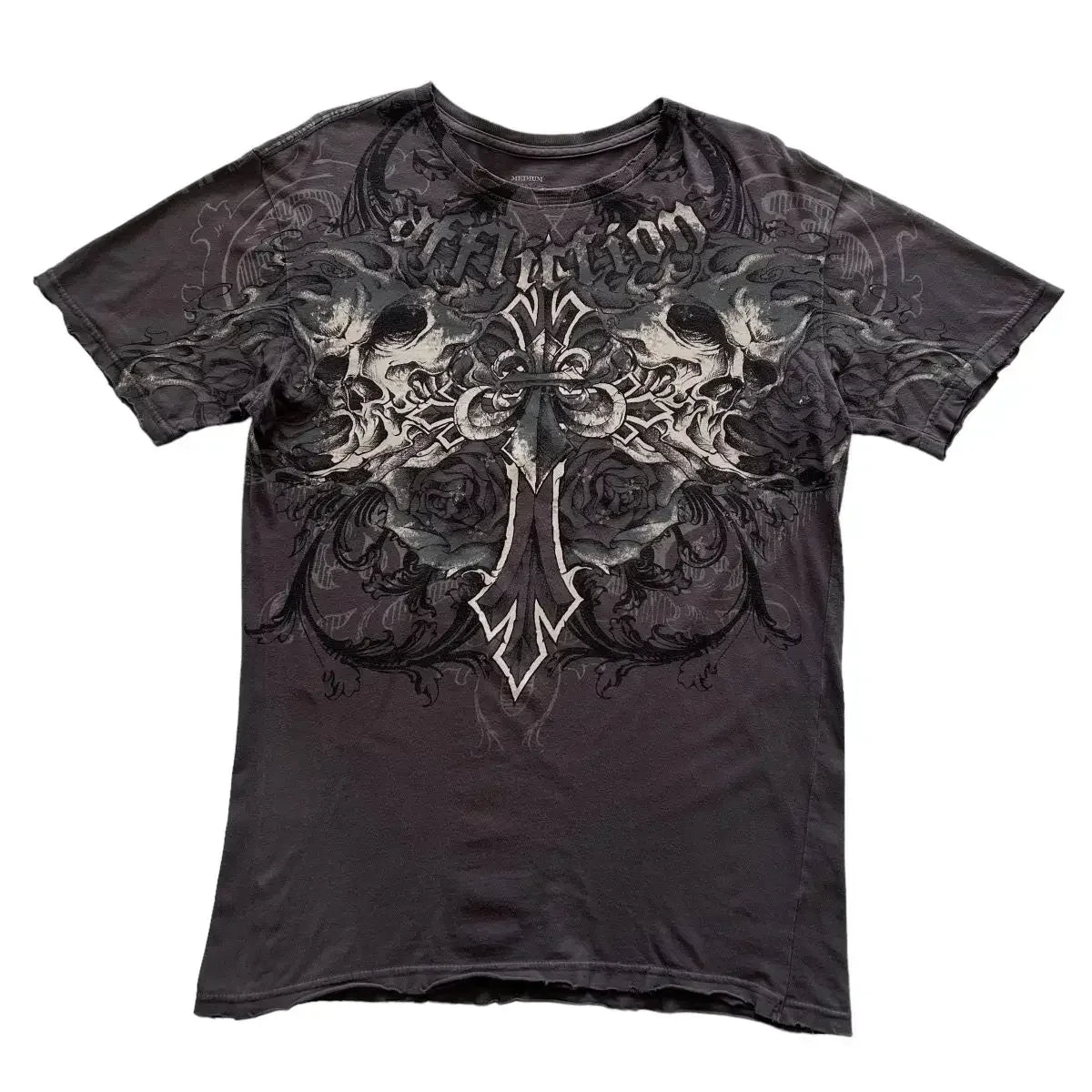 Y2K Affliction T Shirt Vintage Clothing Punk Hip Hop Graphic Print Oversized T shirt Women Round Neck Cotton Short Sleeve Tops