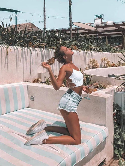 2025 Sexy Women Vest Crop TopSleeveless Tanks Beach Women Sports Tank Tops Bodycon Party Backless Spaghetti Straps Clubwear