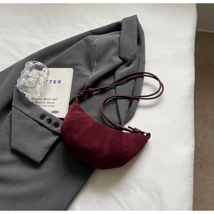 Velvet Material Zipper 2025 High Quality Shoulder Bag Solid Color Simple Fashionable Crossbody Bag Soft Western Style Handbag