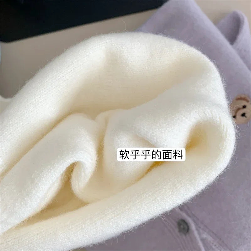 Yaminiya Autumn 2024 O-Neck Knit Sweater Sweet Cartoon Embroidery Casual Tops Japanese Fashion Single Breasted Cardigan Harajuku