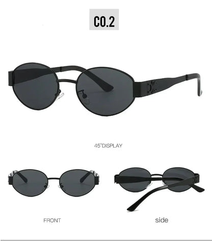 Luxury brand metal sunglasses for men and women unisex designer fashion sun glasses Oval unisex Stylish Eyewear shades UV400