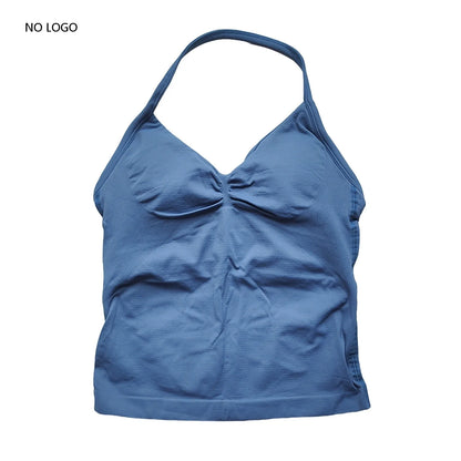 ARFTE Longline Strappy Gym Top Backless Gym Clothes Women Scrunch Built-in Bra With Removable Cups Yoga Tank Tops