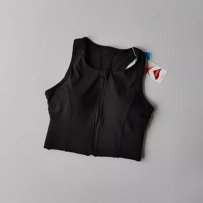 Women's High Impact Sports Bra Top Front Zipper Breathable Shockproof Fitness Vest for Running Gym Wear Yoga Brassiere
