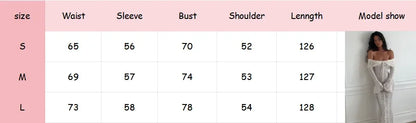 Elegant Cut Out Flared Long Sleeve Maxi Dress Women's Lace Up Hollow Out Off Shoulder Bodycon Vestidos 2025 Lady Outwear Vestido