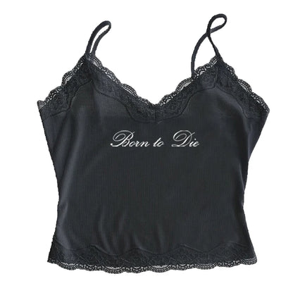 Gothic Grunge Punk Hip Hop Rock Streetwear Casual Sexy Crop Top Y2K Retro Harajuku Emo Girl Aesthetic Fashion Lace Camisole Tops
