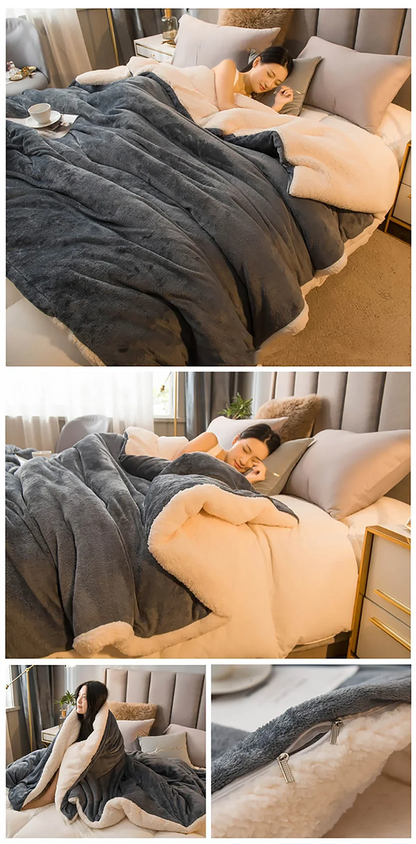 Wool Throw Blanket Keep Warm Winter Bed Blankets Double Sided Queen Duvet Cover Camping Double Bed Cover Bedspread On The Bed