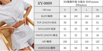 Women's Fashion Models Leopard Print Sexy Hottie Round Neck Short Sleeve Shorts Suit Pyjamas Homewear