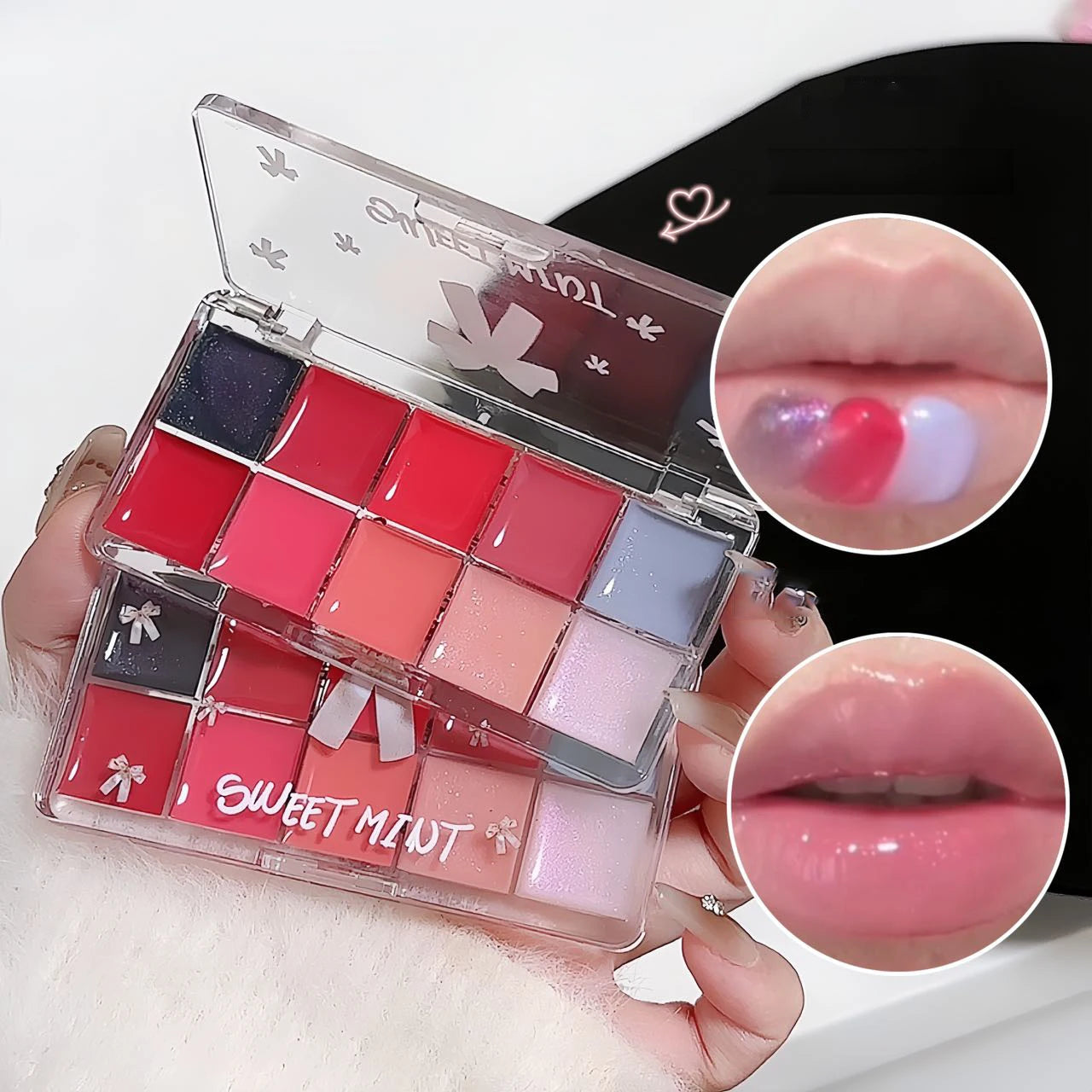 10-Color Lip Jelly Plate Mirror Crystal Lip Gloss Moisturizing Water Glass Red Orange Lip Oil Balm Sexy Plump Makeup Palette