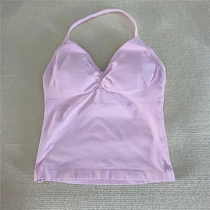HBC Sexy V Neck Gym Tank Top Longline Strappy Vest Women Seamless Sports Running Tank Top Slim Fit Yoga Padded Workout