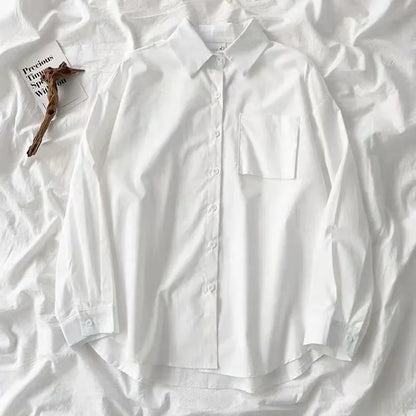 Black White Casual Shirt Women JK Preppy Style Long Sleeve School Shirts Girl Harajuku Loose Turn Down Collar Button Up Blouses