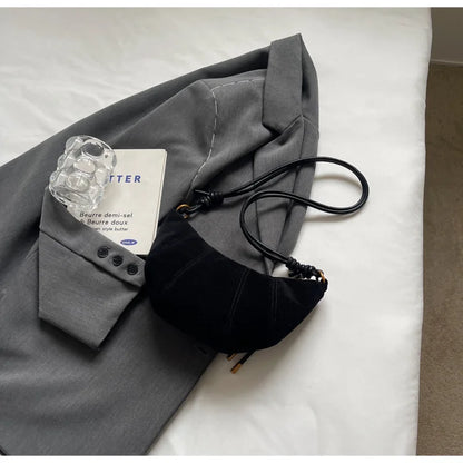 Velvet Material Zipper 2025 High Quality Shoulder Bag Solid Color Simple Fashionable Crossbody Bag Soft Western Style Handbag