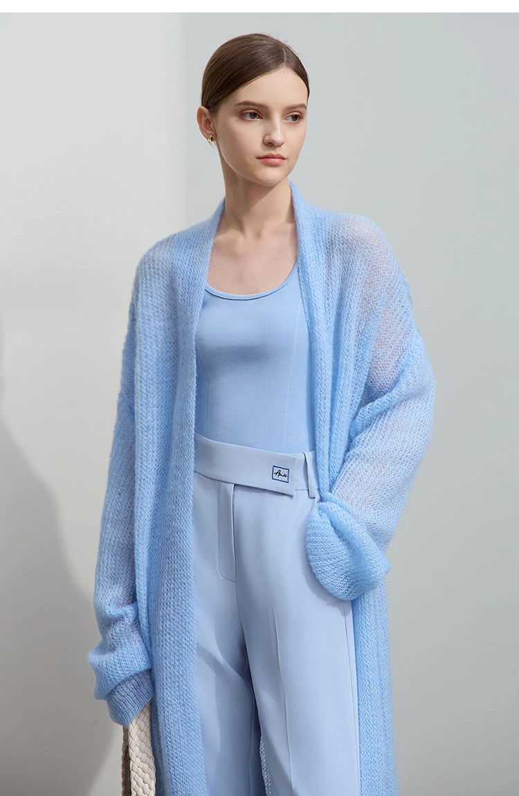 AMII Minimalist Long Sweater Cardigan For Women 2025 Spring New Casual Office Lady Knitted Coats Loose Female Cardigan 12551045