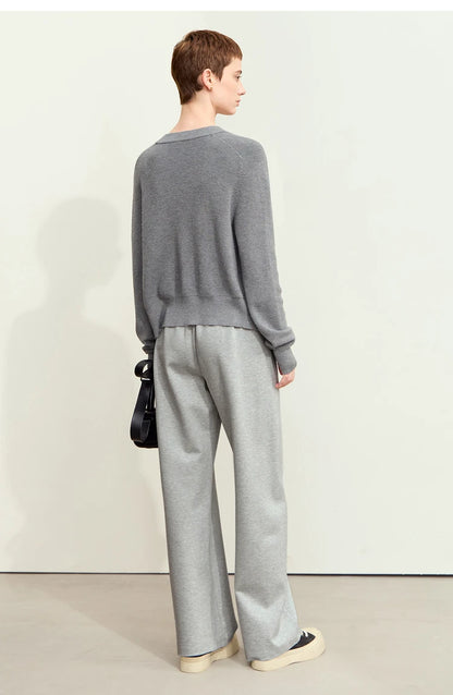 AMII Minimalism Casual Pants for Women 2025 Spring Wide Leg New Loose Vertical Elastic Waist Drawstring Sporty Trousers 12343338
