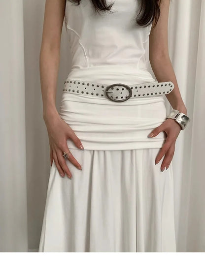 Bohemian Rivet Belt Women 2024 New High-End Design Niche With Dress Y2K Belt Trend