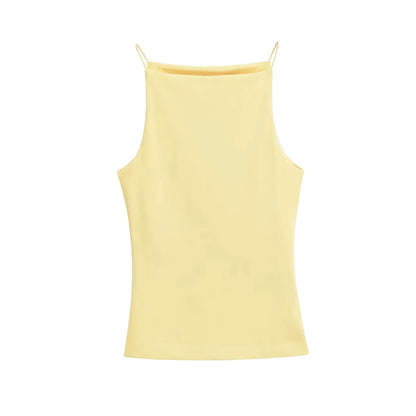 Women's Solid Color Halter Tank Top Sleeveless Vest Thin Straps Camisole Summer Casual Fashion Wear