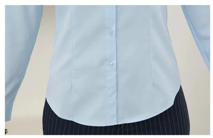 Elegant Women Shirts Woman White Shirt Long Sleeve Blouse Office Lady business Pink Shirts Button Solid Women work Blouses Tops