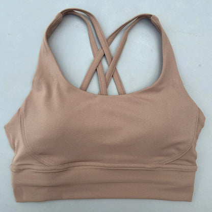 Solid Color Fitness sport Bra Women Cross soft high strength Tight Top Comprehensive Training Gym Yoga Underwear With Chest Pad
