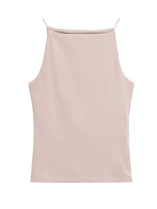 Women's Solid Color Halter Tank Top Sleeveless Vest Thin Straps Camisole Summer Casual Fashion Wear