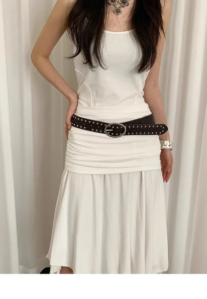 Bohemian Rivet Belt Women 2024 New High-End Design Niche With Dress Y2K Belt Trend