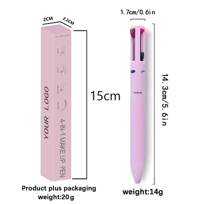 4-in-1 multi-functional lip liner, eyeliner and eyebrow pencil 4-color set