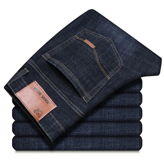 2025New Men Stretch Jeans Male Classic Elasticity Business jeans men fashion comfortable Solid slim straight long Denim pants