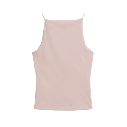 Women's Solid Color Halter Tank Top Sleeveless Vest Thin Straps Camisole Summer Casual Fashion Wear
