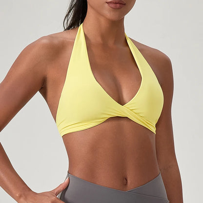 Sports Yoga Bra for Women Halter Neck with Stylish Back Design Sexy Gym Bra for Running Fitness Sports Bras