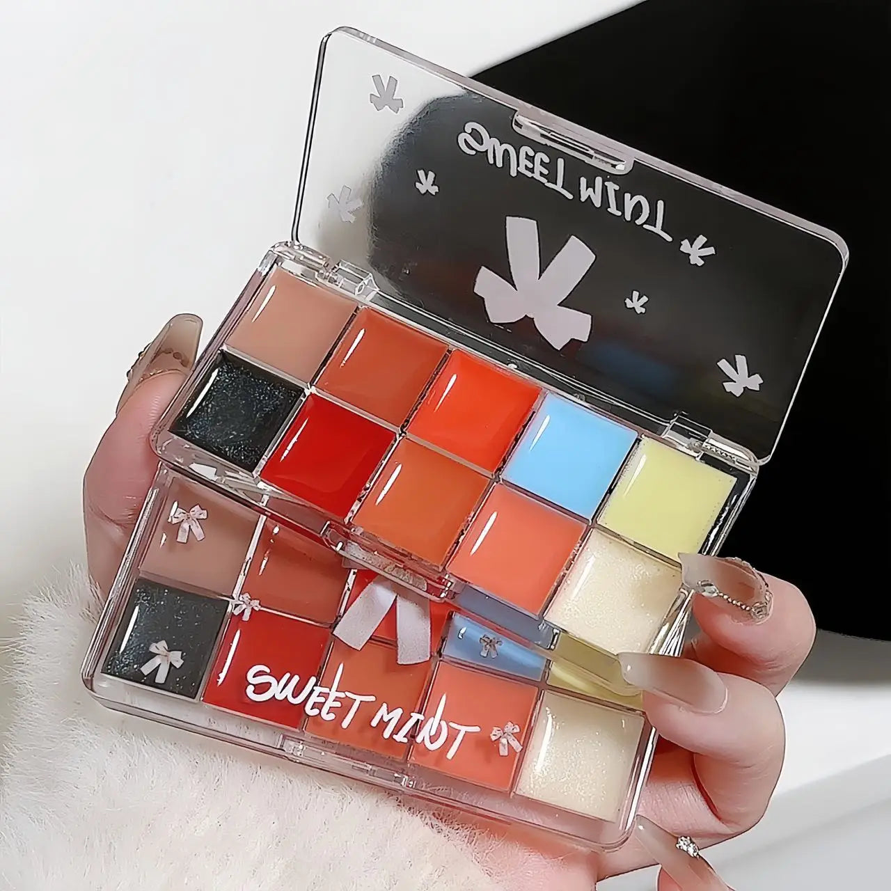 10-Color Lip Jelly Plate Mirror Crystal Lip Gloss Moisturizing Water Glass Red Orange Lip Oil Balm Sexy Plump Makeup Palette