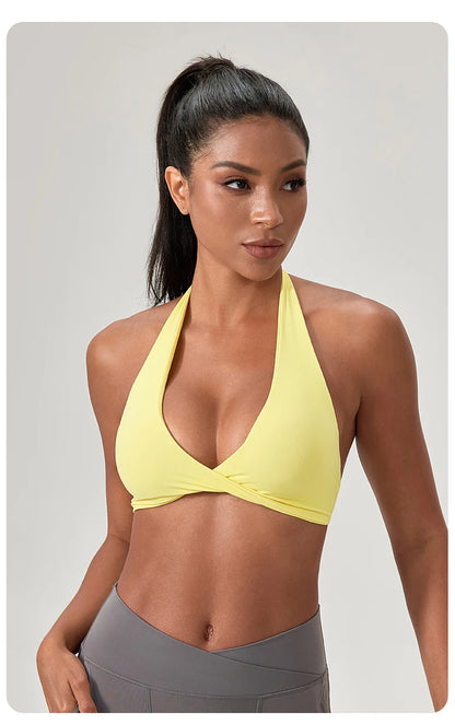 Sports Yoga Bra for Women Halter Neck with Stylish Back Design Sexy Gym Bra for Running Fitness Sports Bras