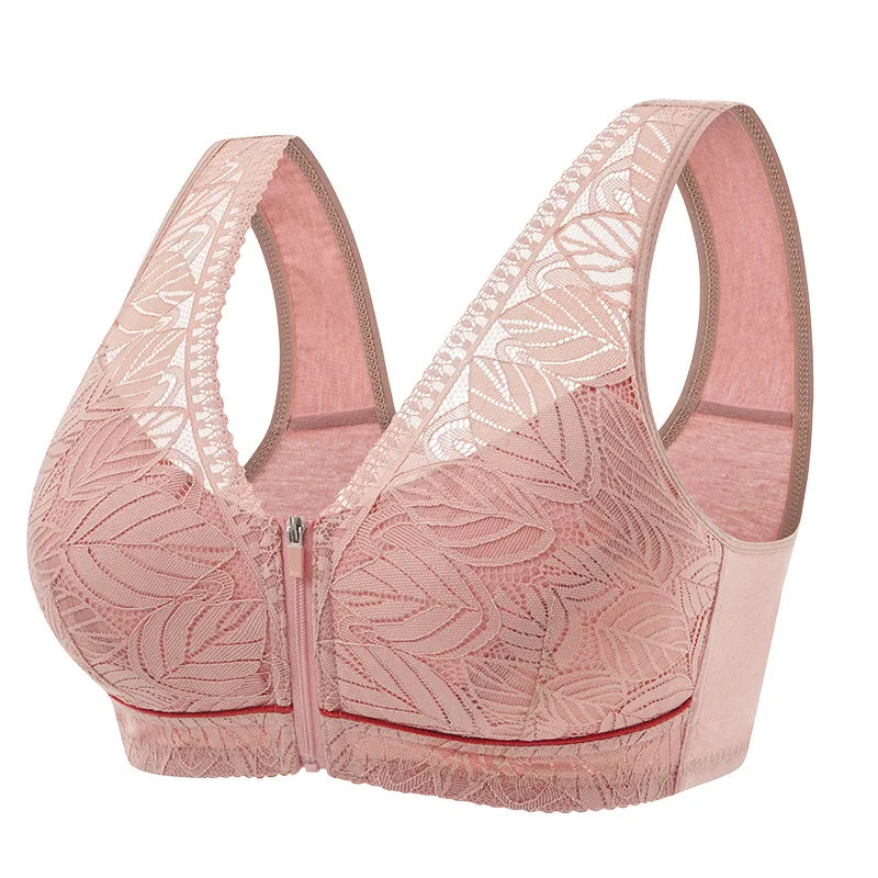 S-6XL Sports yoga bra cotton cups front zipper underwear breathable women no steel ring tank top lace large size bra