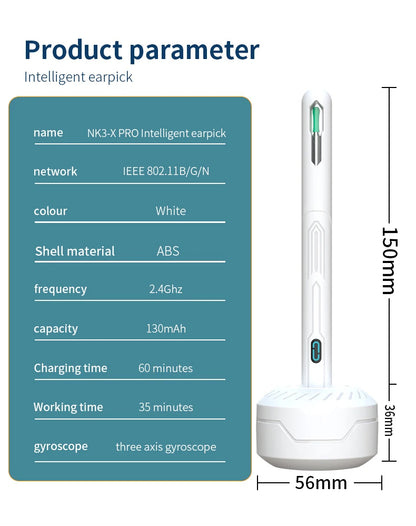 Ear Cleaner with Camera Set HD Ear Sticks Otoscope USB C Charging Endoscope Wax Removal Tool Earpick Ear Cleaning Set NK3 Pro